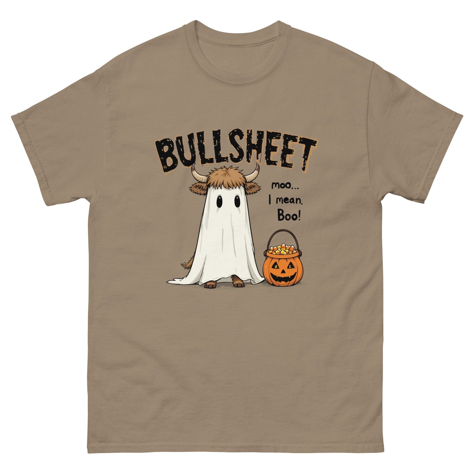 Bullsheet Mens Funny Halloween T-Shirt Trick or Treat 100%  Cotton Tee