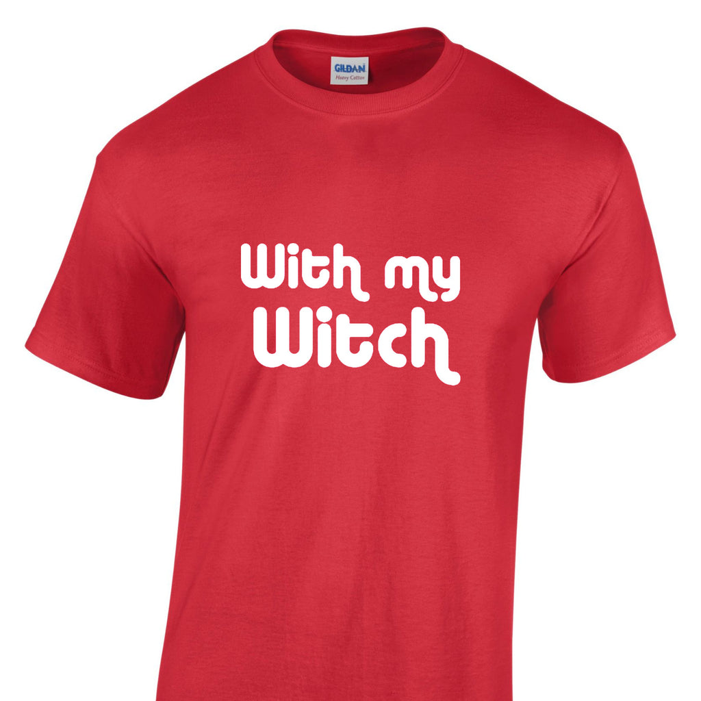 Mens Halloween Tshirt - With My Witch Party Night Trick Or Treat Costume T Shirt