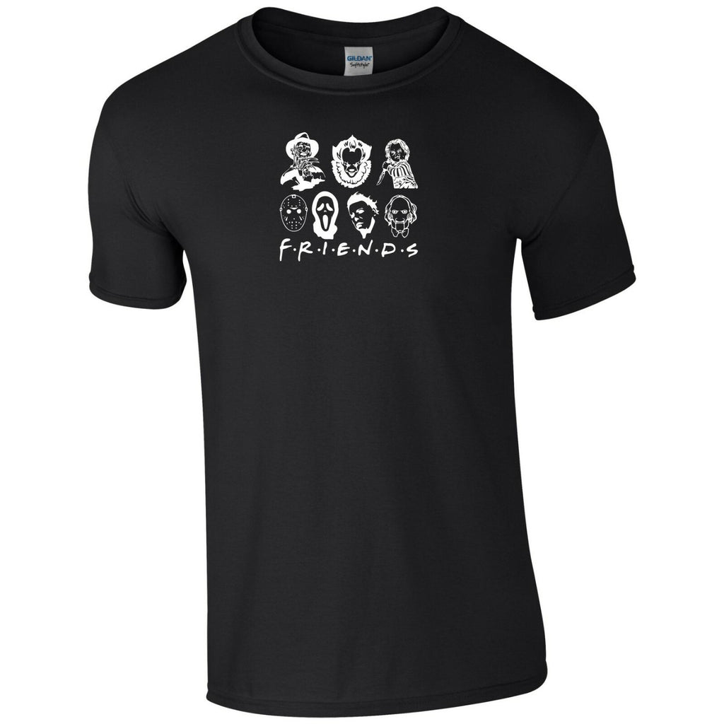 Halloween T Shirt Friends Scary Freddy Scream Saw Pennywise Chucky Men Tee Top