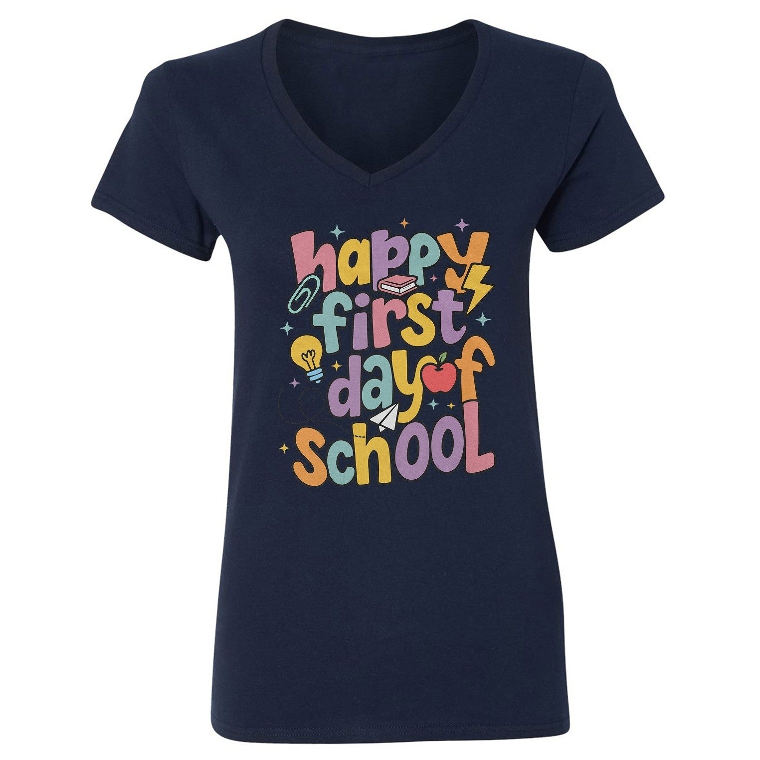 Back to School Design - Fun First Day Celebration Ladies' V-Neck Tshirt