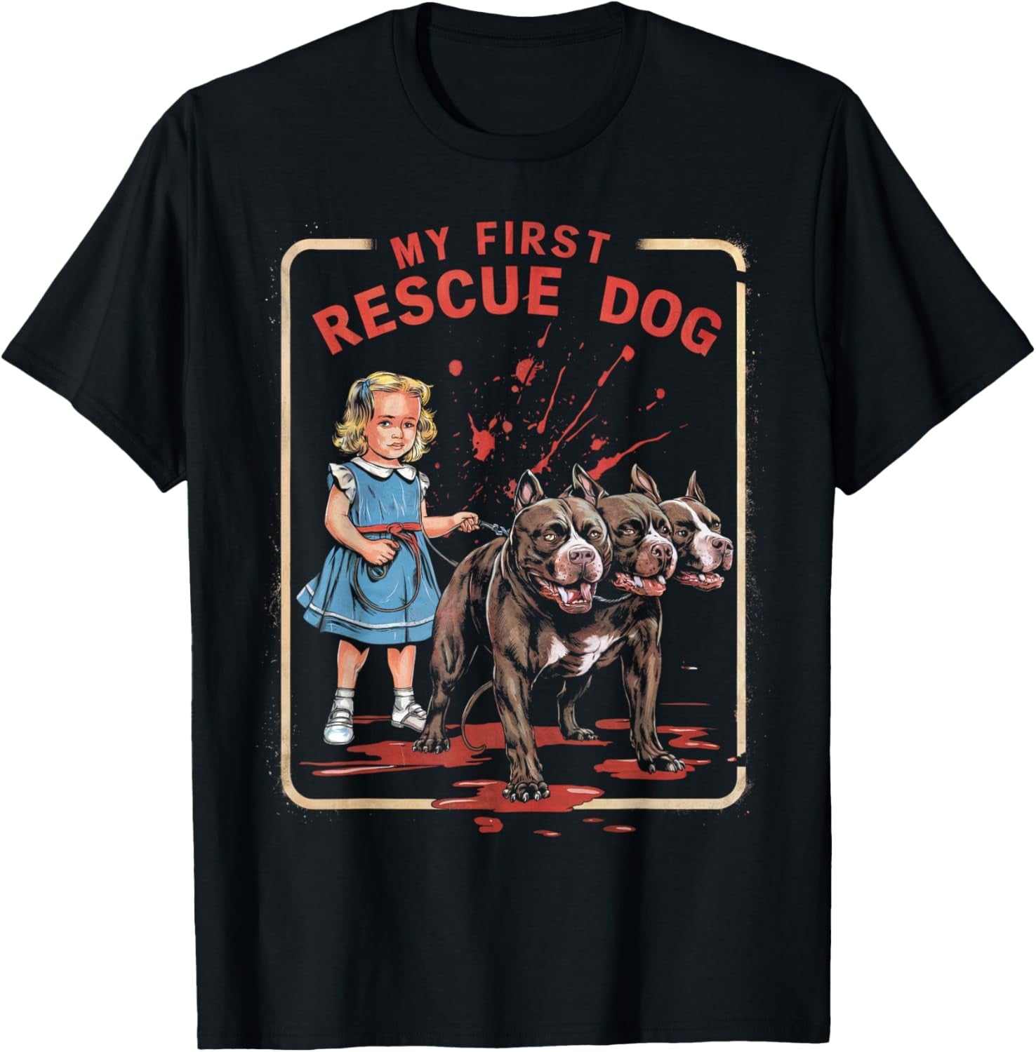 Vintage Horror Movie Lover Retro Halloween Shirt Rescue Dog T-Shirt