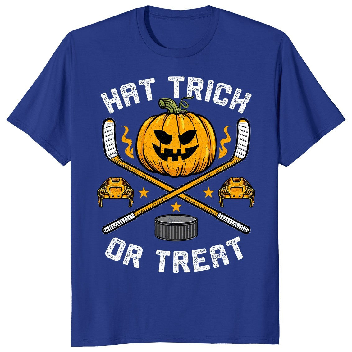 Hat Trick Or Treat Ice Hockey Player Halloween Gift Boys Girl Kid Unisex T-Shirt