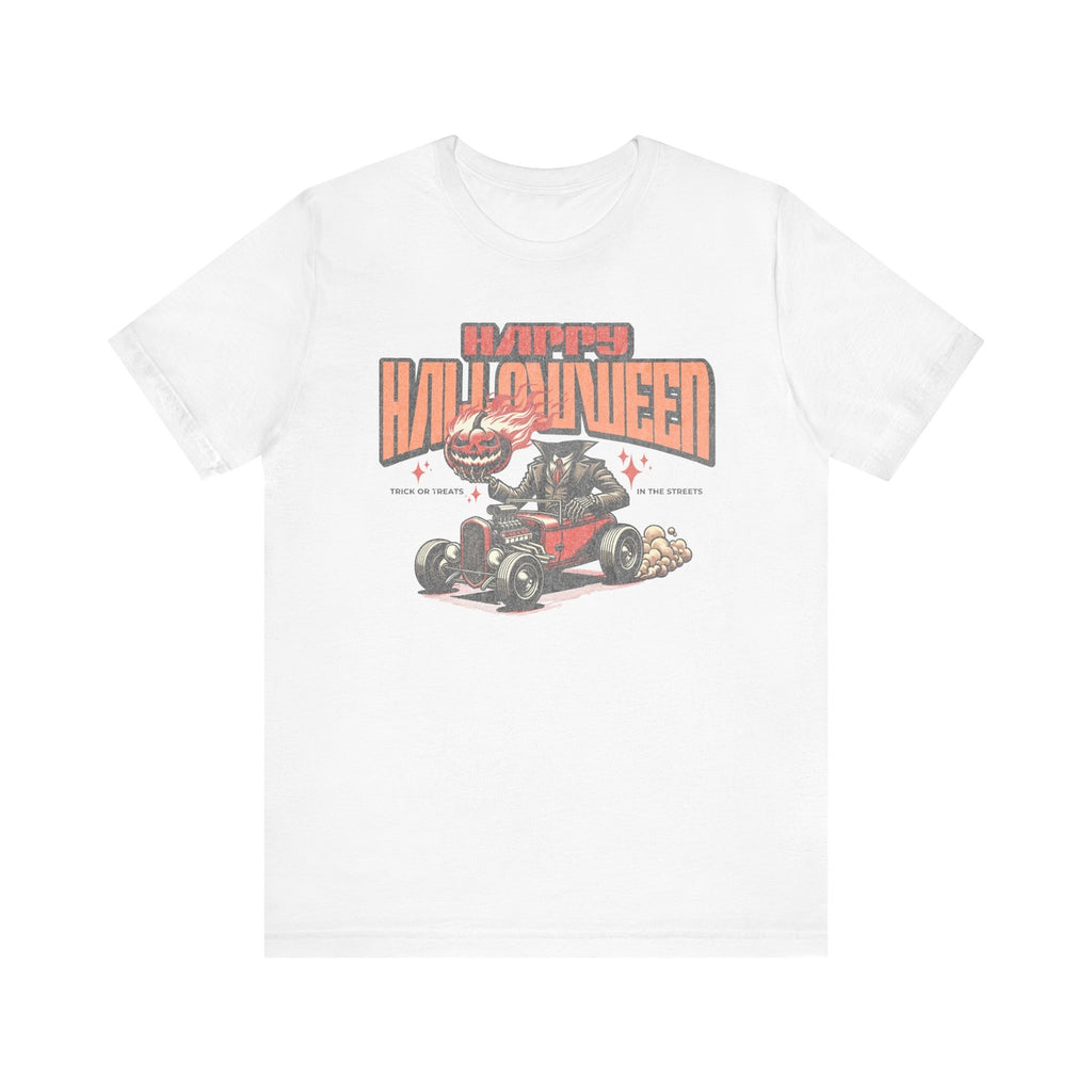 Vintage Halloween T-Shirt Happy Halloween Headless Rider Hot Rod Trick or Treat