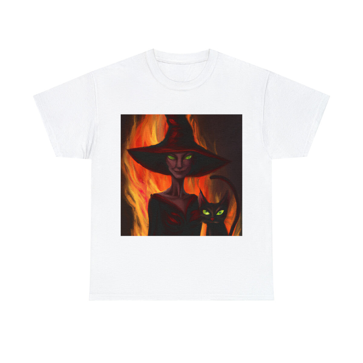 Halloween Witch Black Cat T Shirt Art Tee Unisex Adult Moon Scary Trick or Treat