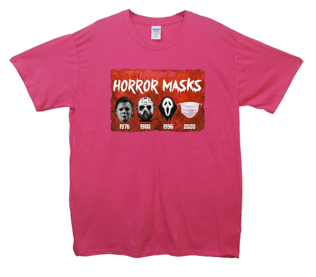 History Of Horror Masks Printed T-Shirt Funny, Horror, Halloween