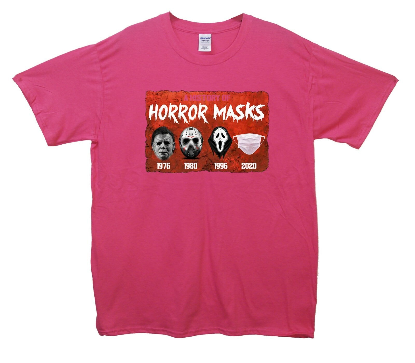 History Of Horror Masks Printed T-Shirt Funny, Horror, Halloween