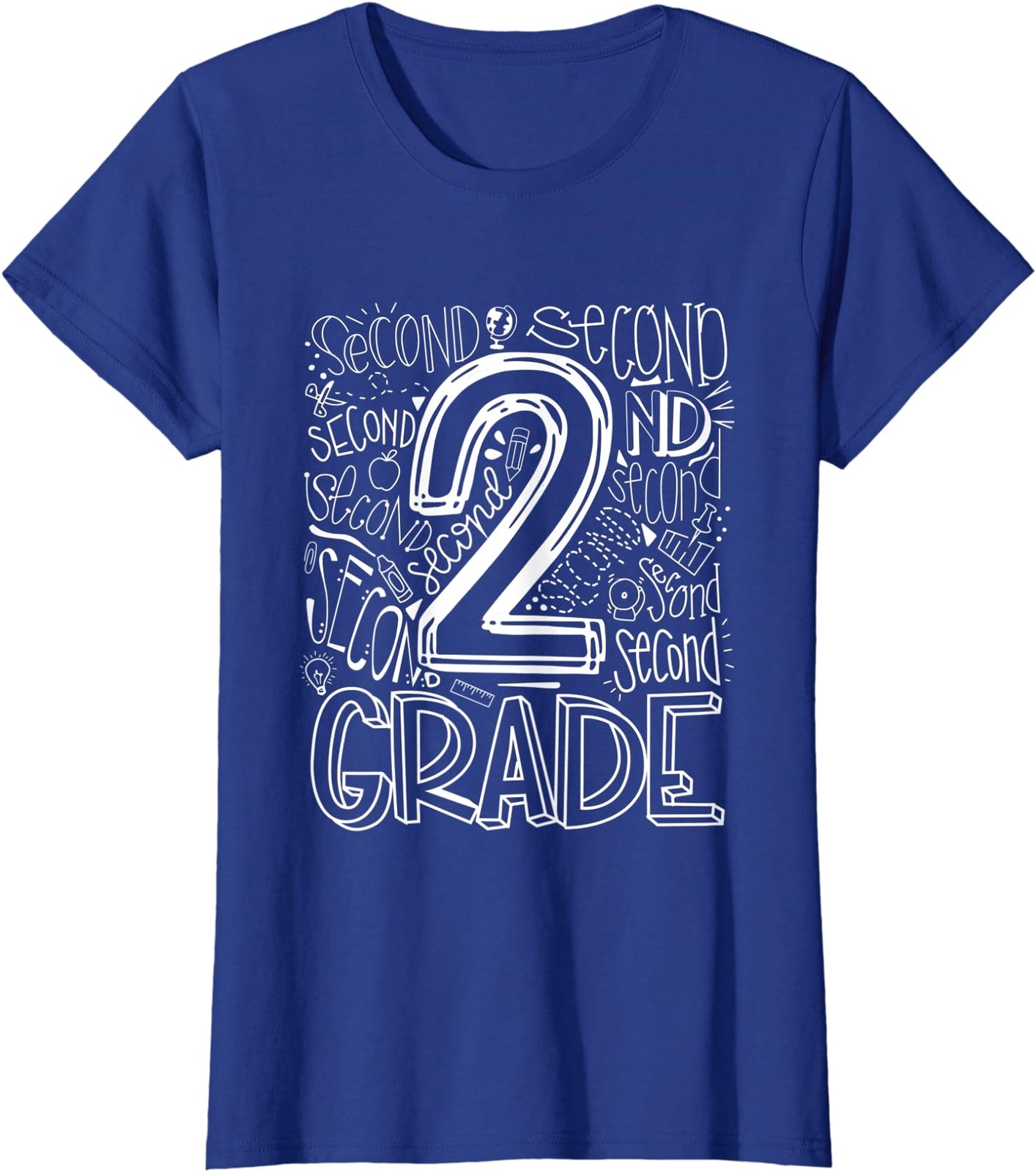 Back To School 2nd Second Grade Typography Cool Gift Ladies' Crewneck T-Shirt