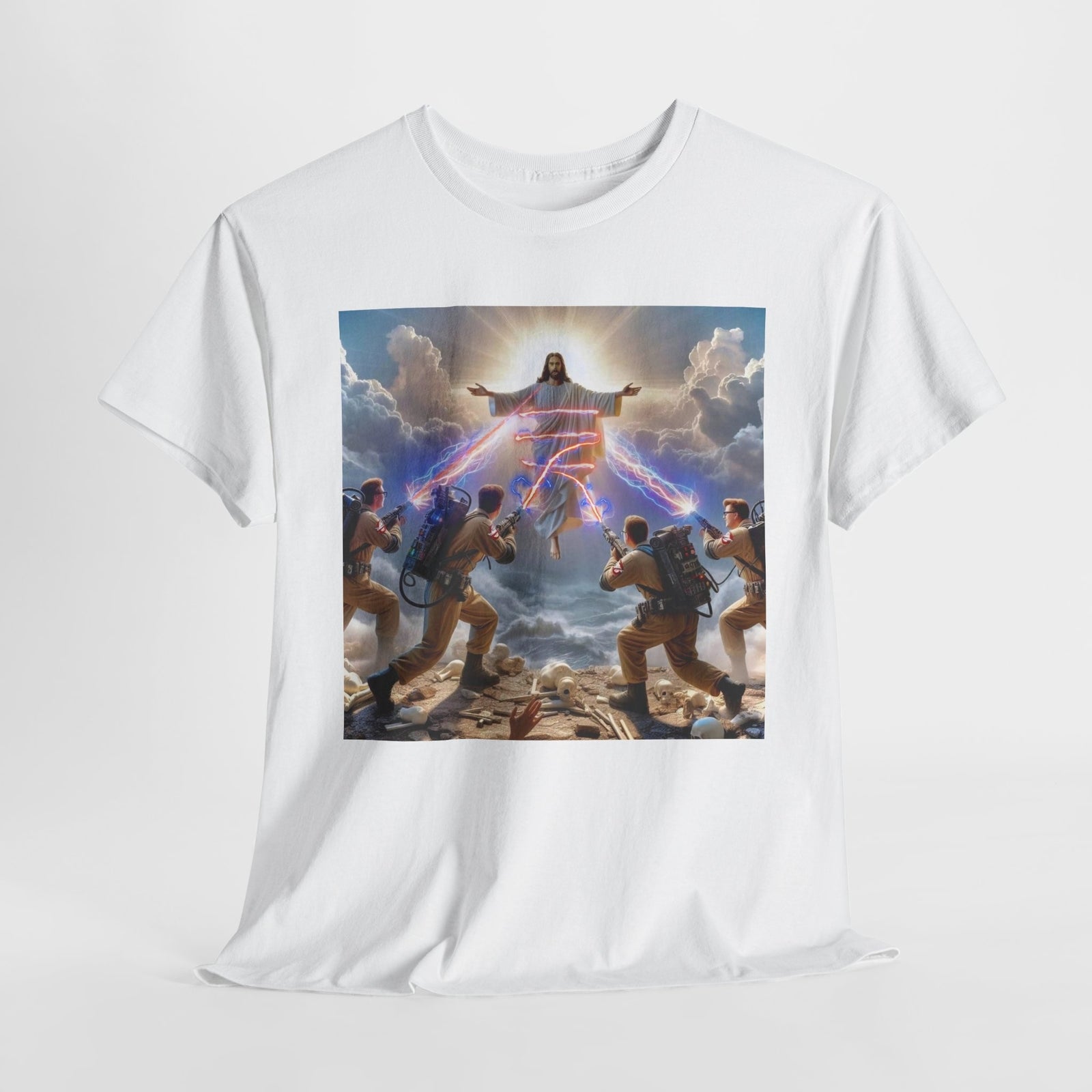 Funny Ghostbusters v Jesus Christ Unisex Tee Shirt, Humorous Religion T-Shirt,