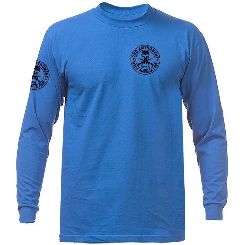 2nd Amendment Made America Free Constitution Gun US Flag Patriotic Long Sleeve