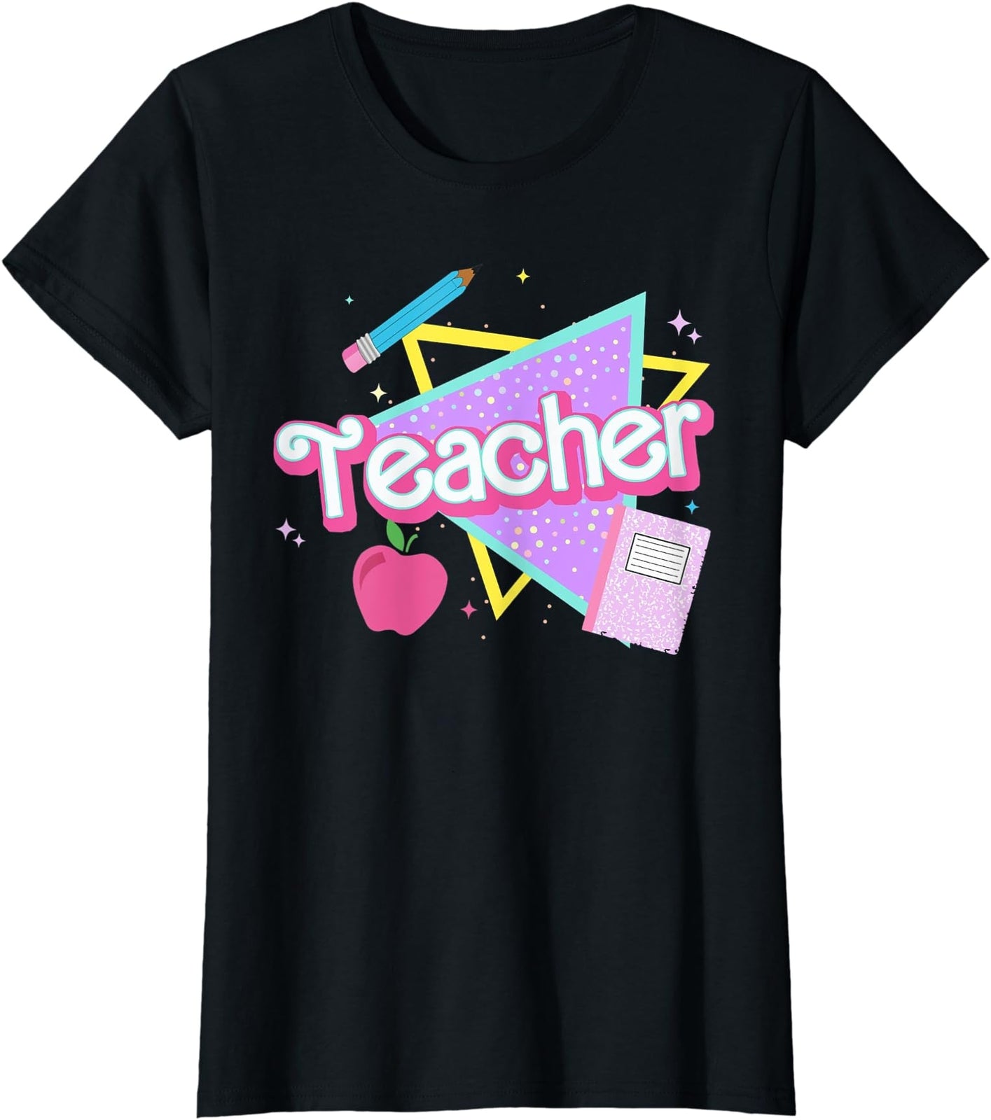 Cute Teacher Back To School Notebook Pen Ladies' Crewneck T-Shirt