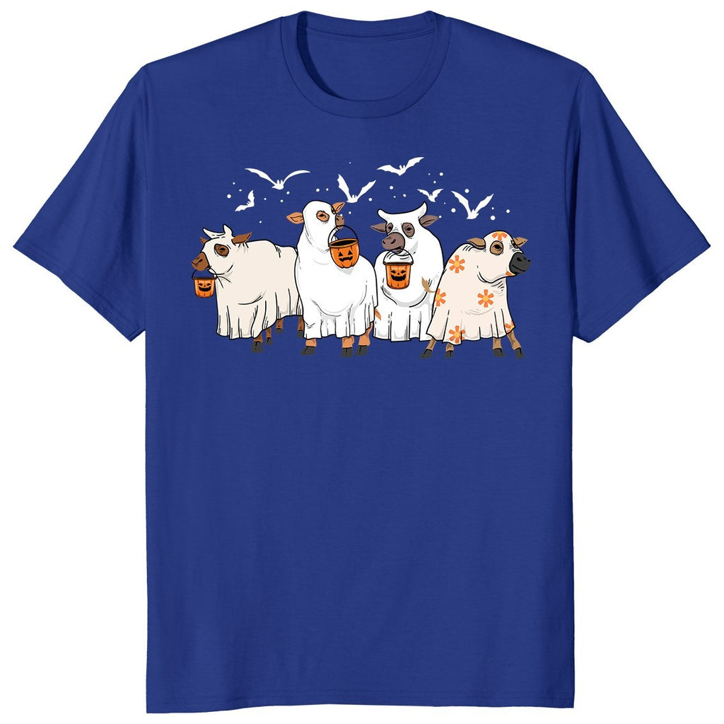 Ghost Cow Halloween Spooky Farmer Trick Or Treat Cow Lover Gift Unisex T-Shirt