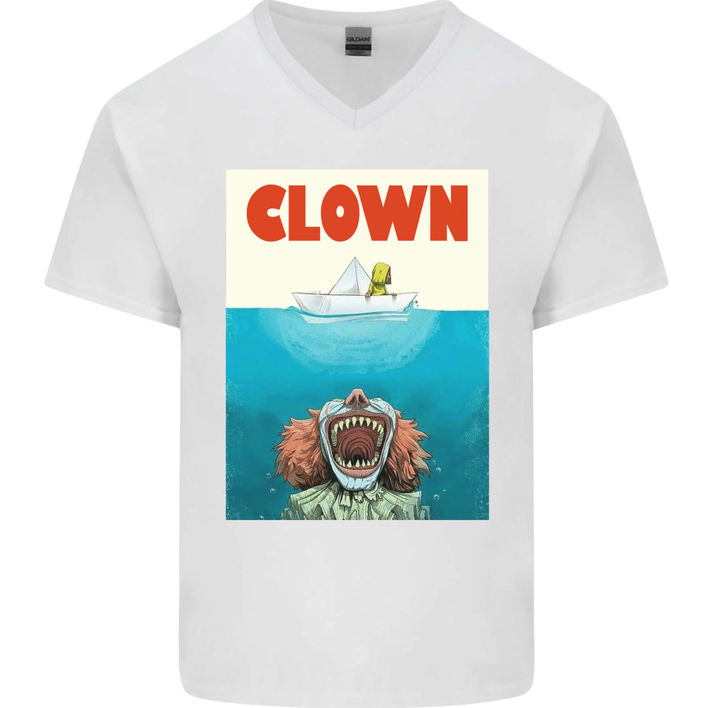 Jaws Funny Parody Clown Halloween Horror Mens V-Neck Cotton T-Shirt