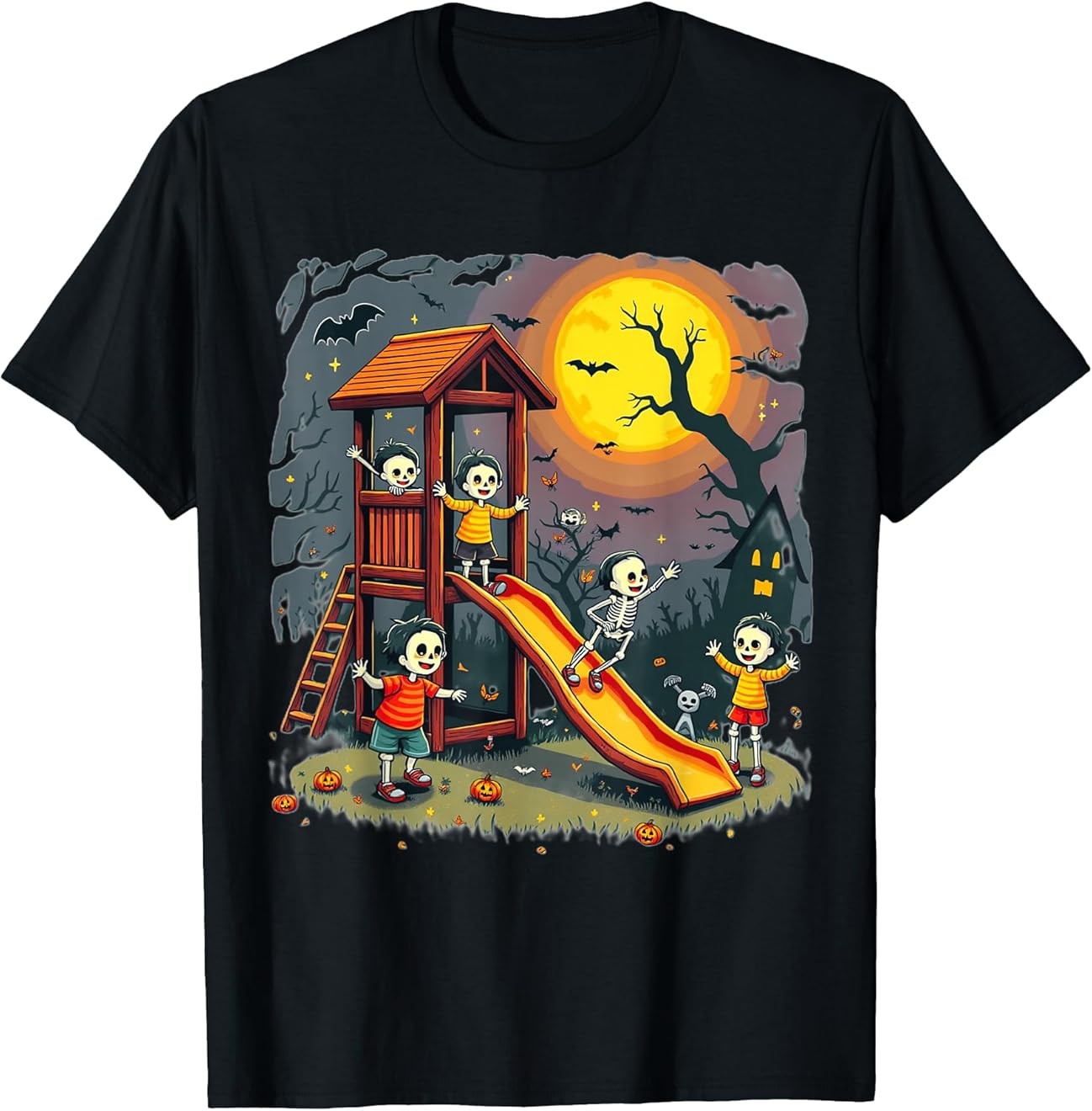 Horror Clubhouse In Park Halloween 2025 Costume Present T-Shirt