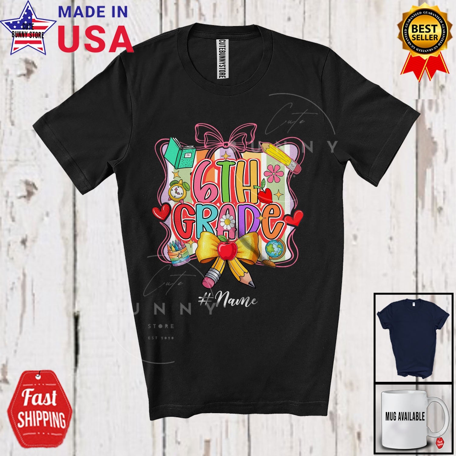 Custom Name 6th Grade; First Day of School Back To School Coquette Pencil Shirt