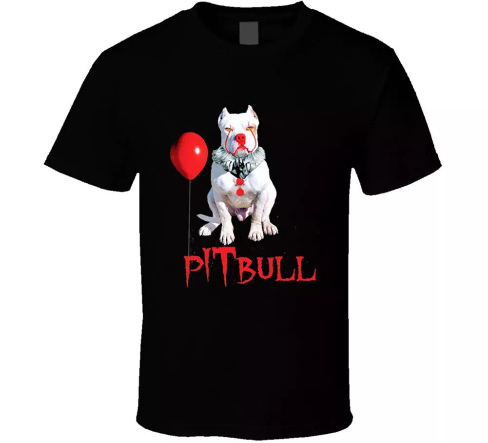 Dog Clown Pitbull Pennywise Scary Halloween Animal IT Funny T Shirt Tee Gift New