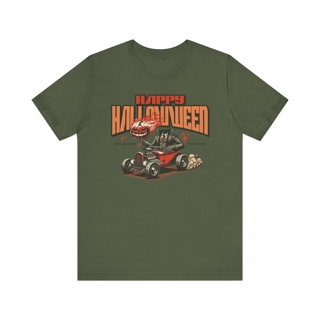 Vintage Halloween T-Shirt Happy Halloween Headless Rider Hot Rod Trick or Treat