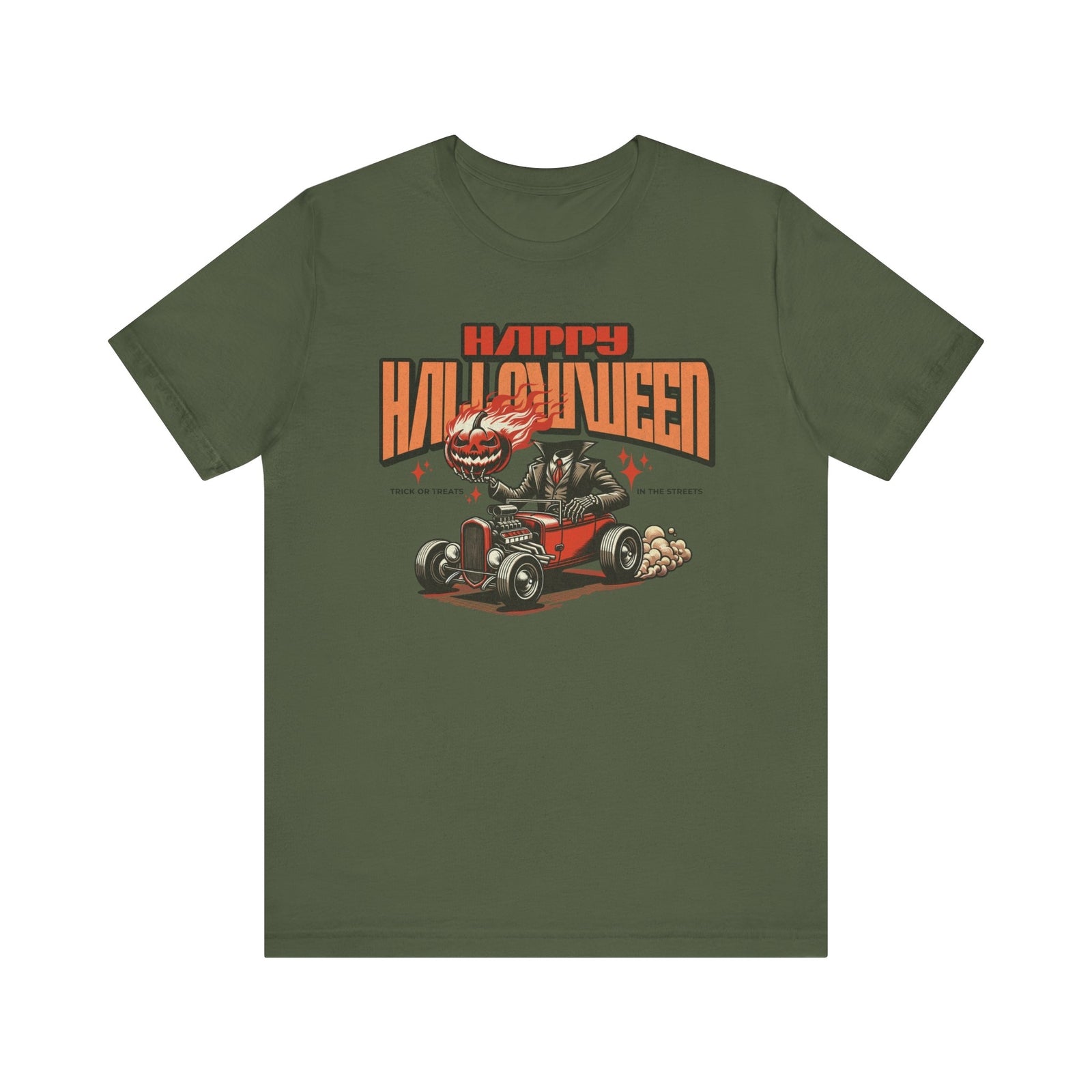 Vintage Halloween T-Shirt Happy Halloween Headless Rider Hot Rod Trick or Treat