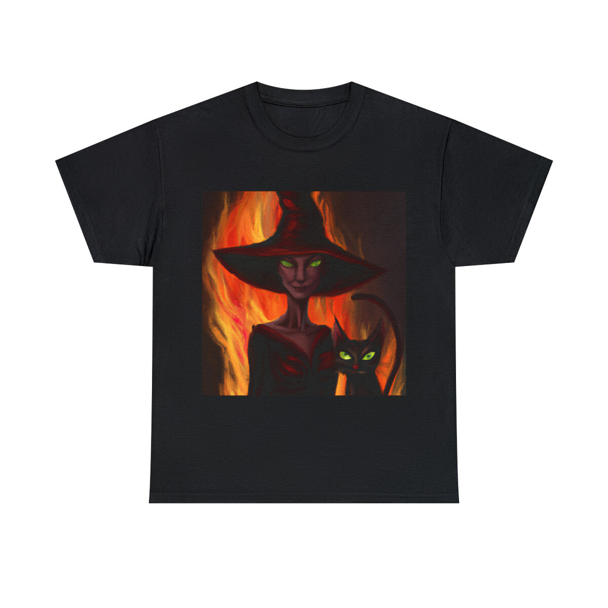 Halloween Witch Black Cat T Shirt Art Tee Unisex Adult Moon Scary Trick or Treat