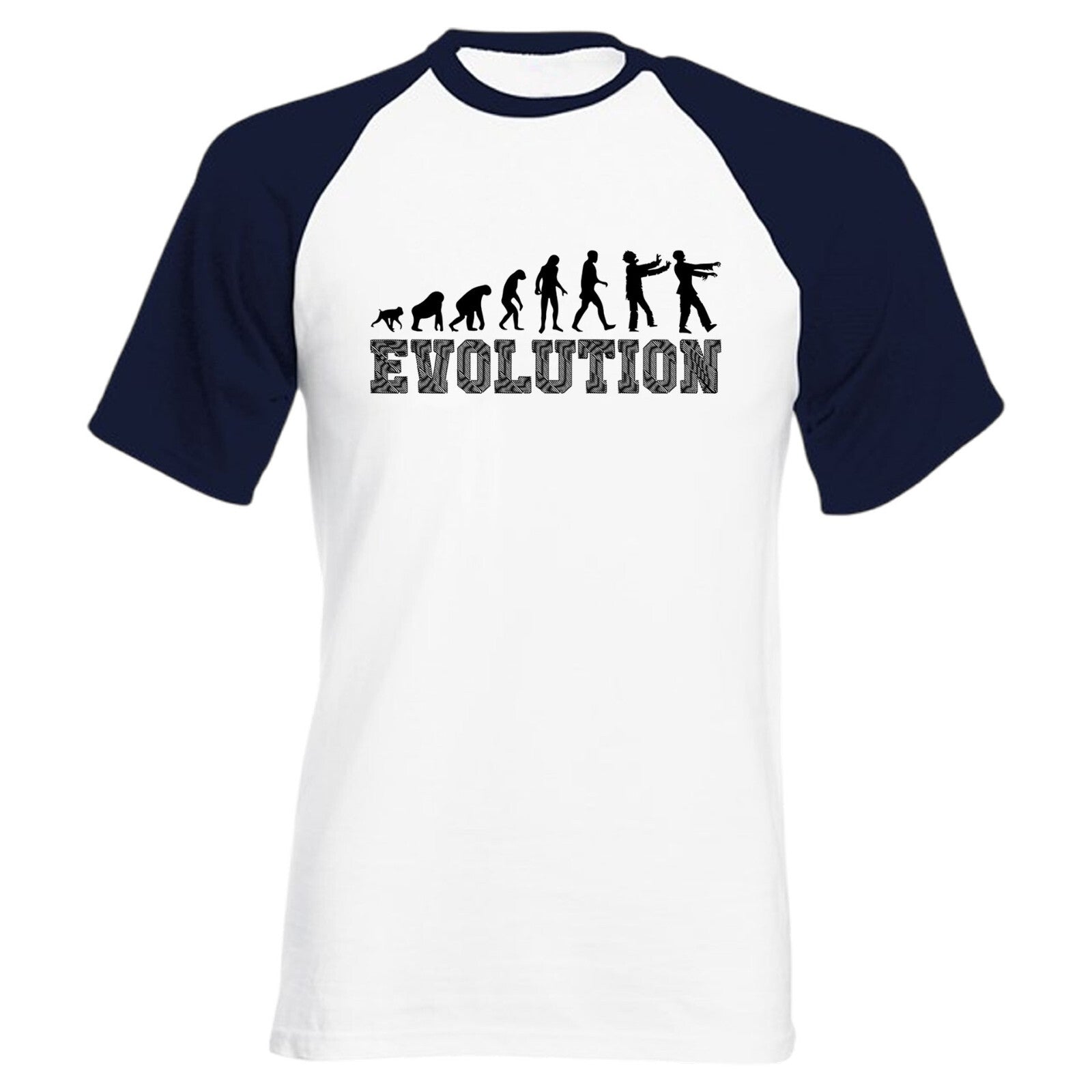 Zombie Evolution Baseball T-Shirt Horror Undead Funny Halloween Scary Raglan Top