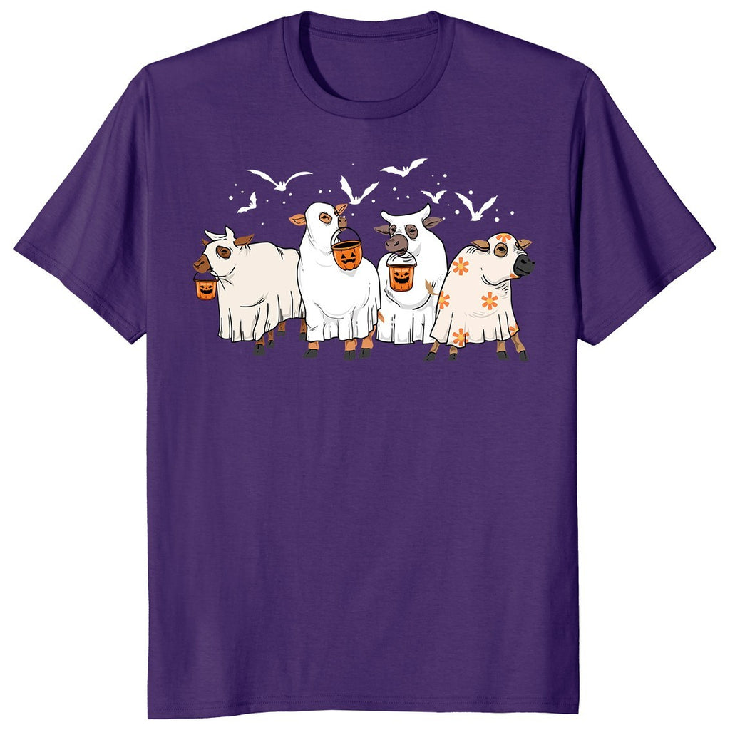 Ghost Cow Halloween Spooky Farmer Trick Or Treat Cow Lover Gift Unisex T-Shirt
