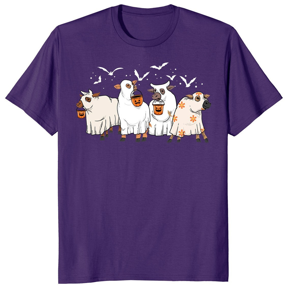 Ghost Cow Halloween Spooky Farmer Trick Or Treat Cow Lover Gift Unisex T-Shirt