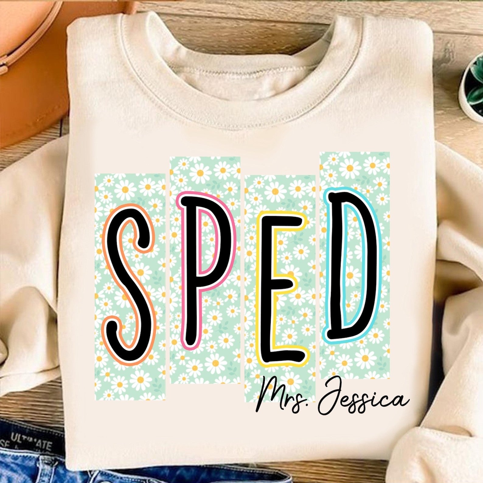 School Occupation Tee Back to School Teacher Sped Para Counselor Floral Art