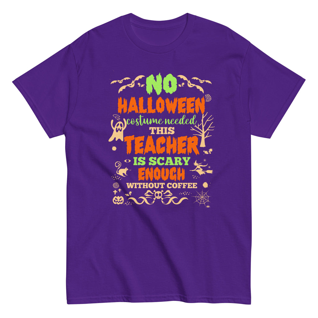Halloween Teacher Scary Enough Without Coffee Funny Spooky Teacher Humor T-Shirt