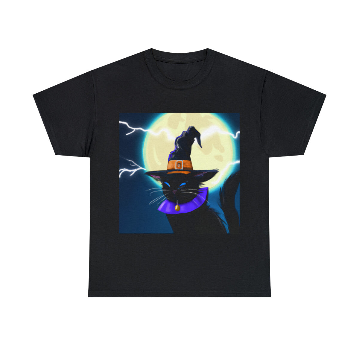 Halloween Black Cat T Shirt Art Tee Unisex Adult Witch Moon Scary Trick or Treat