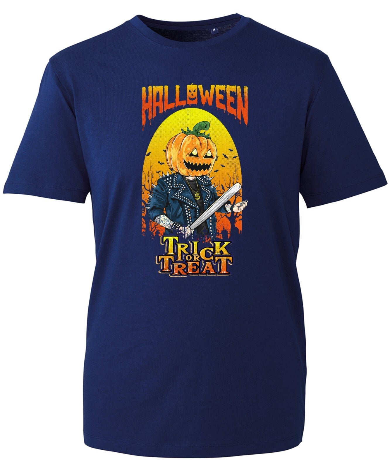 Halloween Trick Or Treat T-Shirt Horror Serial Killer Pumpkin Face Vintage Top