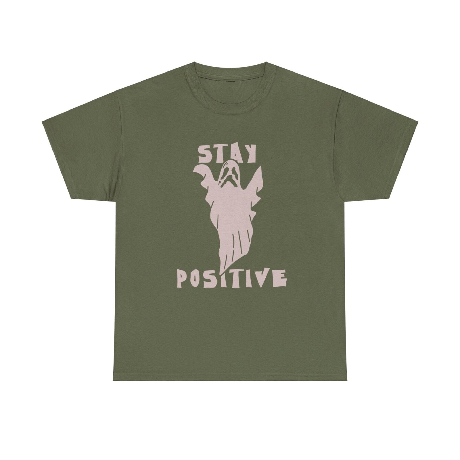 Stay Positive Ghost T shirt Halloween Tee costume trick or treat Party trick