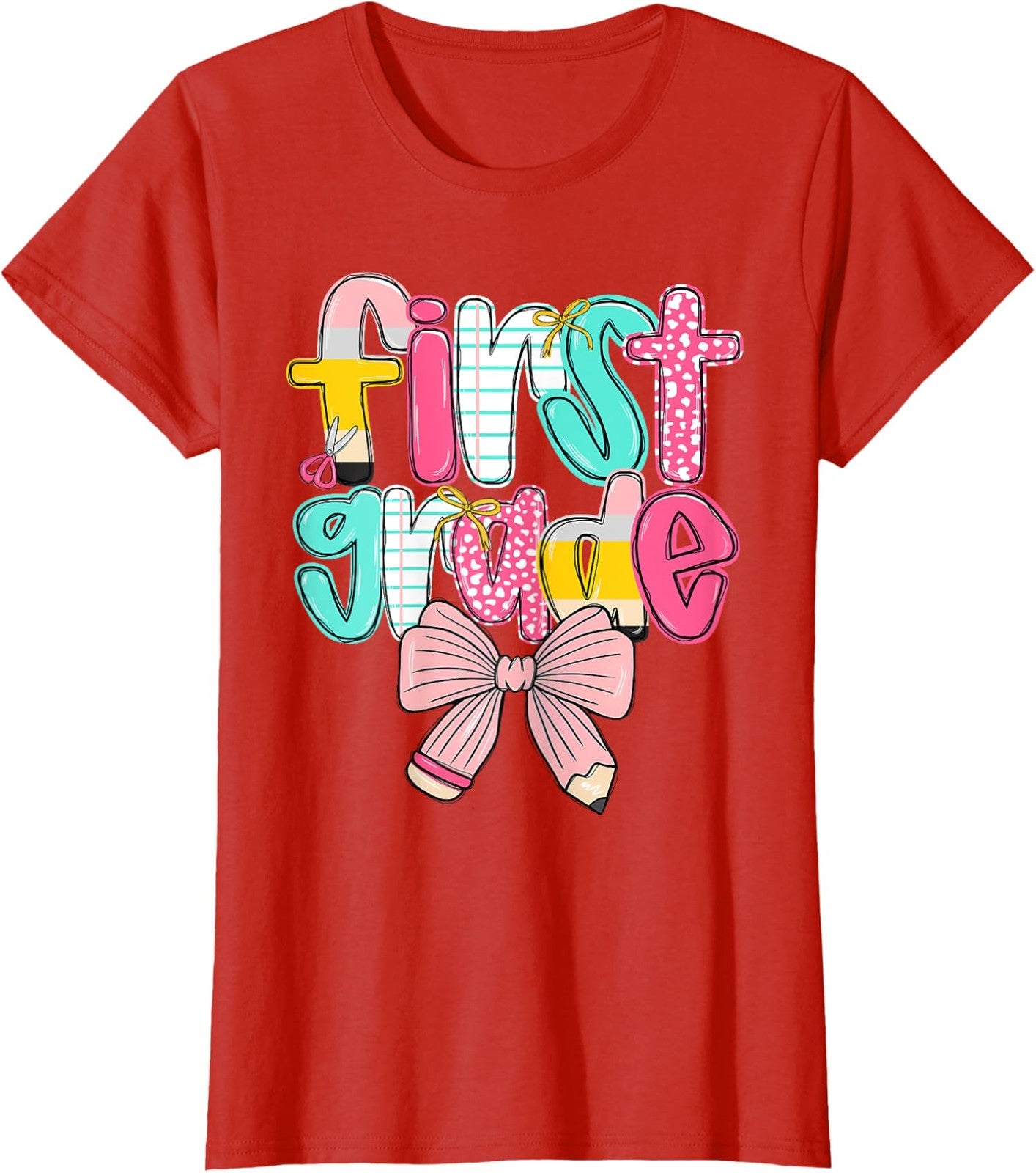 First Grade Coquette Bow Back To School First Day Ladies' Crewneck T-Shirt