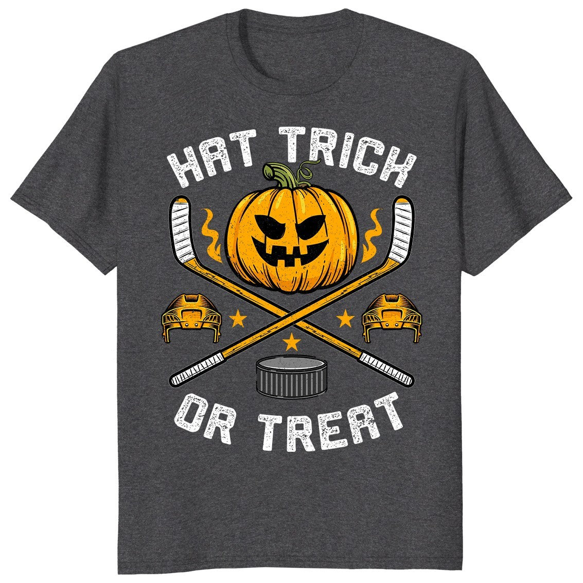 Hat Trick Or Treat Ice Hockey Player Halloween Gift Boys Girl Kid Unisex T-Shirt