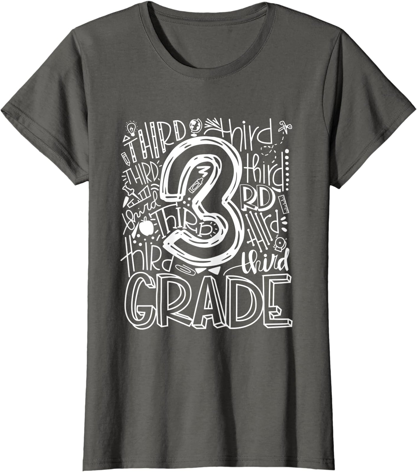 Back To School 3rd Third Grade Typography Gift Ladies' Crewneck T-Shirt
