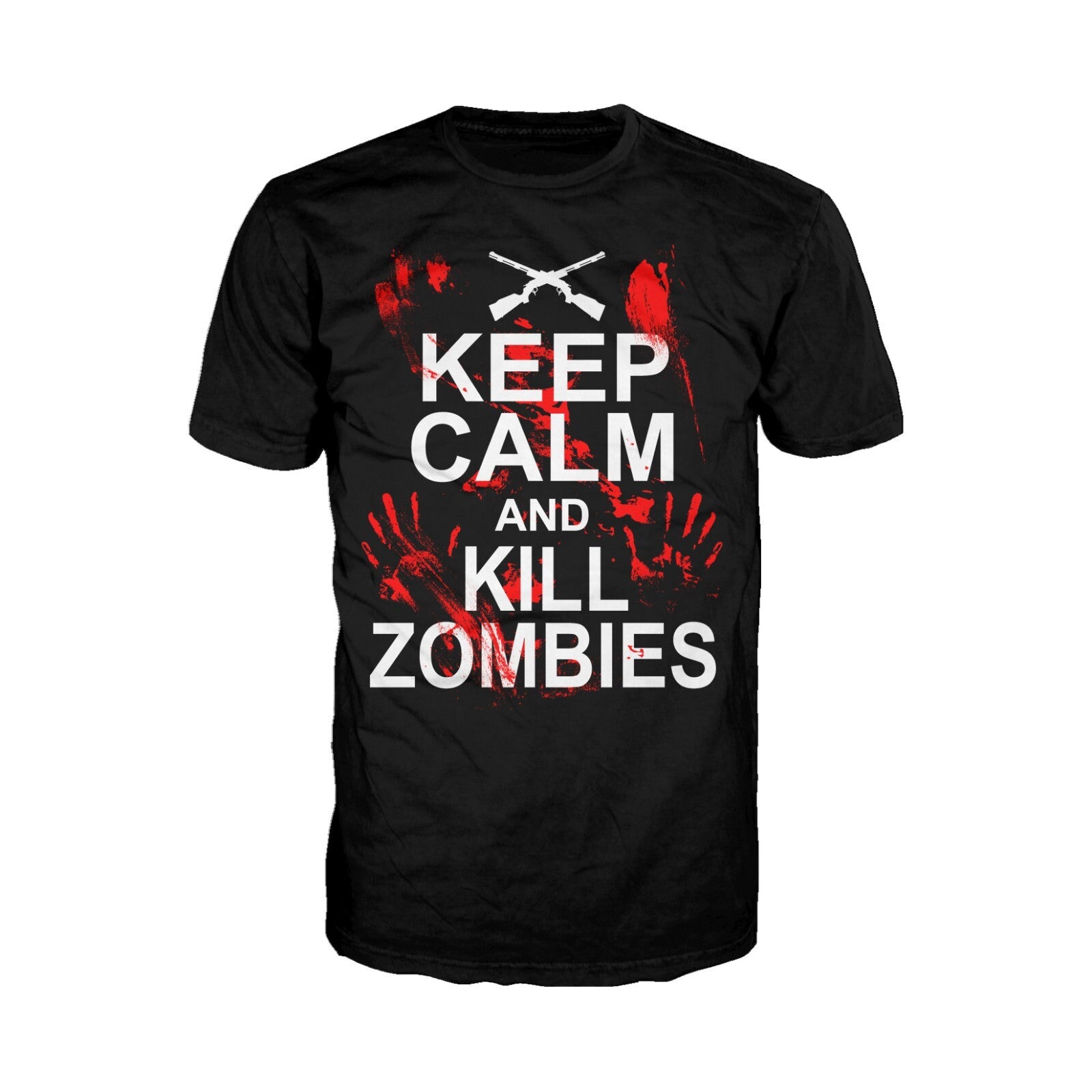 Keep Calm Kill Zombies T-Shirt Funny Horror Graphic Tee Halloween Gift Shirt