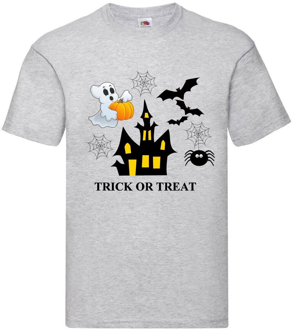 Happy Halloween Trick Or Treat Bat Ghost Spider T Shirt Various Colours + Sizes