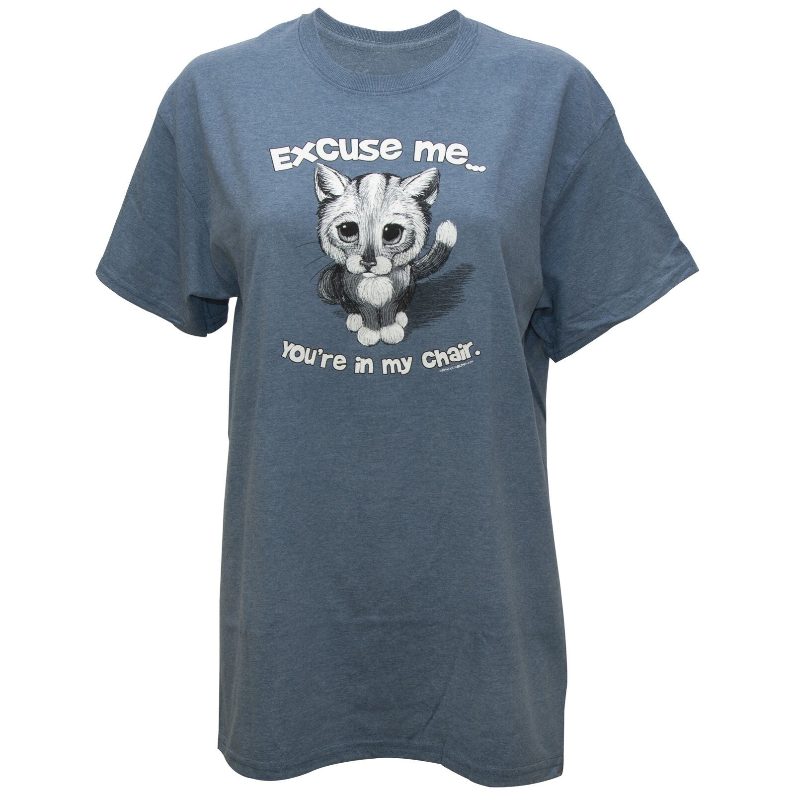 "Excuse me...you're in my chair" Cat Graphic T-Shirt in Blue, XXL