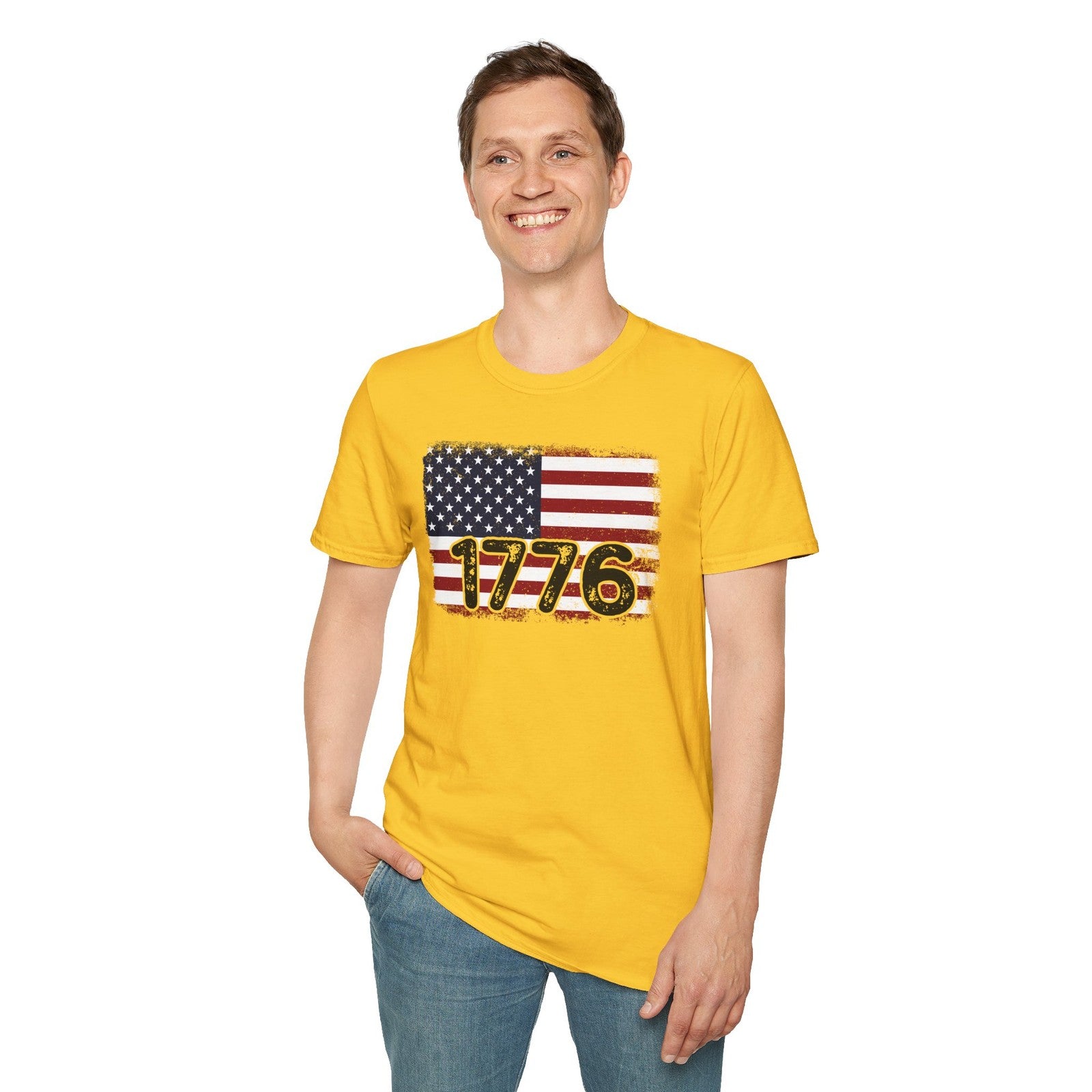 1776 USA Flag T-shirt Distressed America Independence Day Patriotic Unisex S-3XL