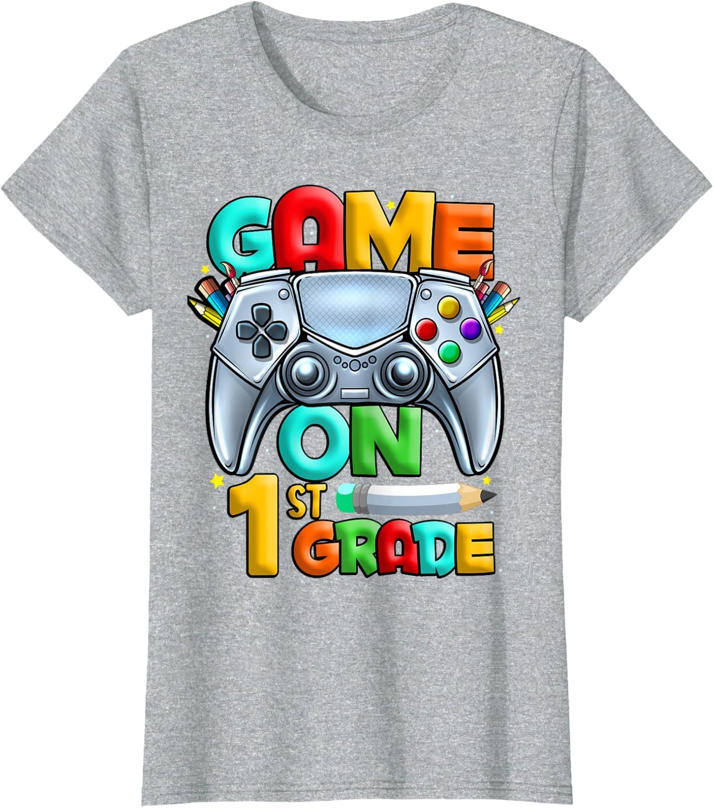 Game On 1st Grade Back To School 1st Grade Level Ladies' Crewneck T-Shirt