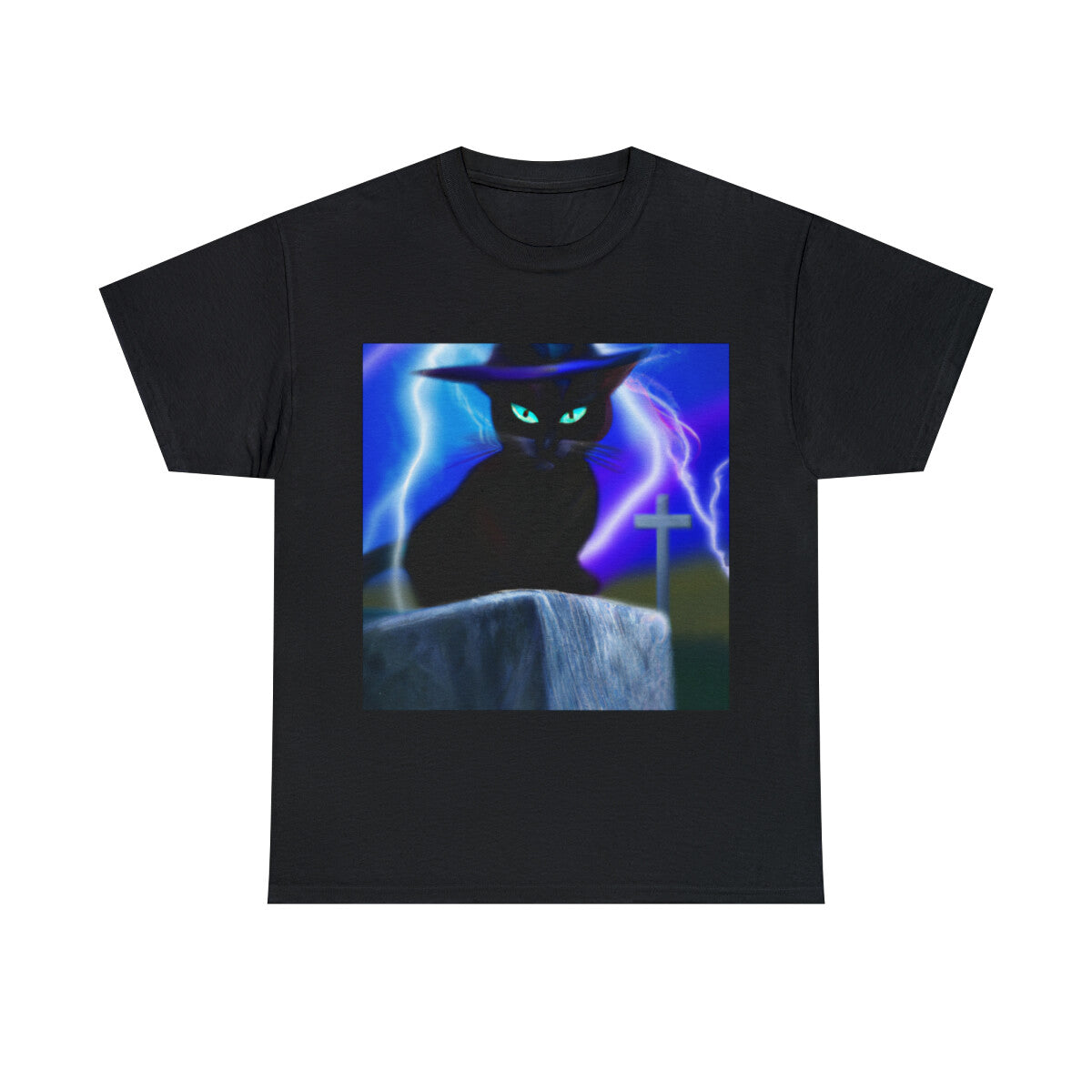 Halloween Black Cat T Shirt Art Tee Unisex Adult Witch Moon Scary Trick or Treat