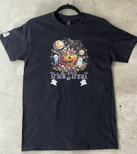 Trick or Treat Halloween T-Shirt w/Candy Ghost Pumpkin Graphic– Spooky Season