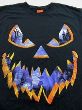 HAPPY HALLOWEEN "Jack O' Lantern" Scary Night Print SS Black T Shirt Size L