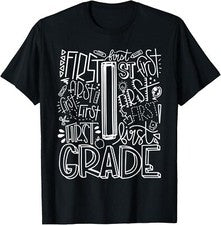 1st Grade Typography Team First Grade Teacher Back To School T-Shirt