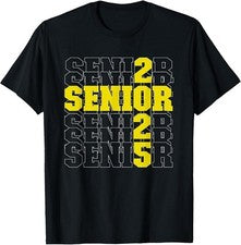 Back to School, Stacked Yellow Senior Class of 2025 T-Shirt