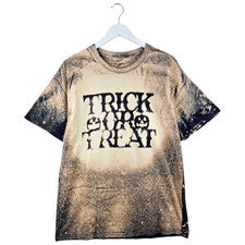 Trick or Treat Halloween Bleached Crew Neck T Shirt Tee Top Size Large L