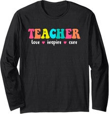 Retro Groovy Teacher Inspirational Back To School Long Sleeve Tshirt