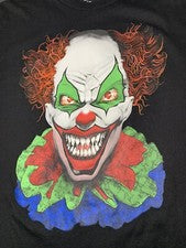 Halloween T-Shirt Black with Scary Clown Joker Creepy Size XL Extra Large 