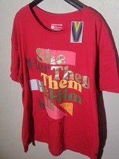 #takepride Adult PRONOUNS She/her/They/them Short Sleeve T-Shirt Red XXLarge NWT