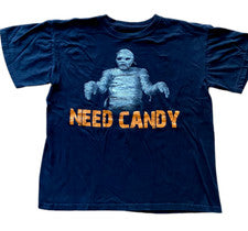 Need Candy T-shirt Halloween Mummy Trick-or-Treat Spooky Graphic Black T-shirt M
