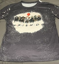 Horror Halloween Friends Unisex Bleach Tee Large