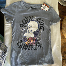 Casper The Friendly Ghost Halloween Scary Spooky  Large Junior Graphic T-Shirt